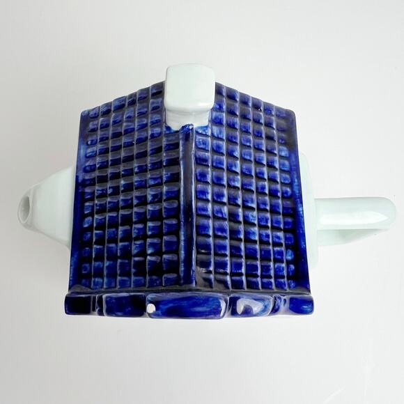 Vintage 80s Royal Delft Blauw Canal House Teapot Handpainted Blue & White - Picture 6 of 11